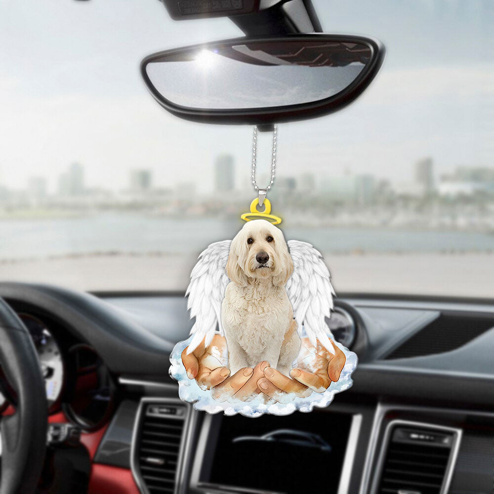 Goldendoodle Cream In The Hands Of God Car Hanging Ornament