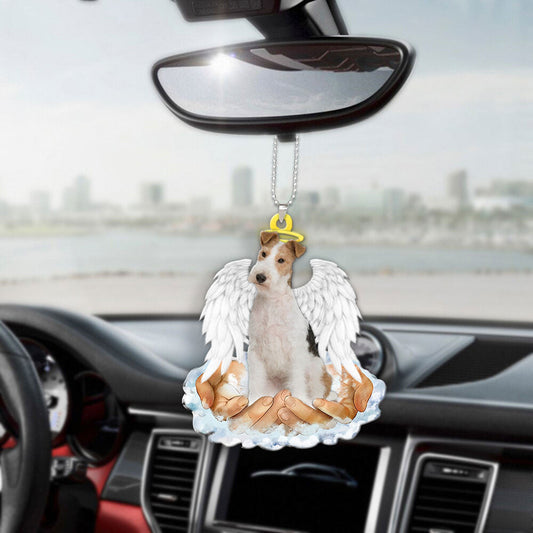 Fox Terrier In The Hands Of God Car Hanging Ornament