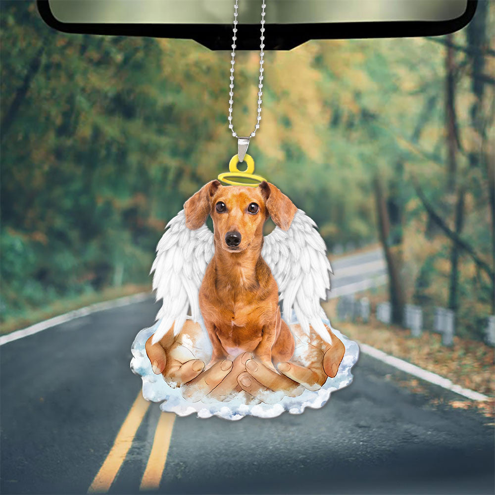 Dachshund Fawn In The Hands Of God Car Hanging Ornament