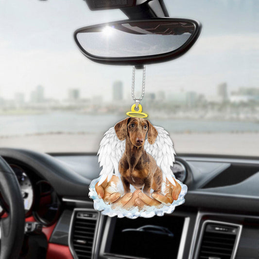 Dachshund Chocolate In The Hands Of God Car Hanging Ornament