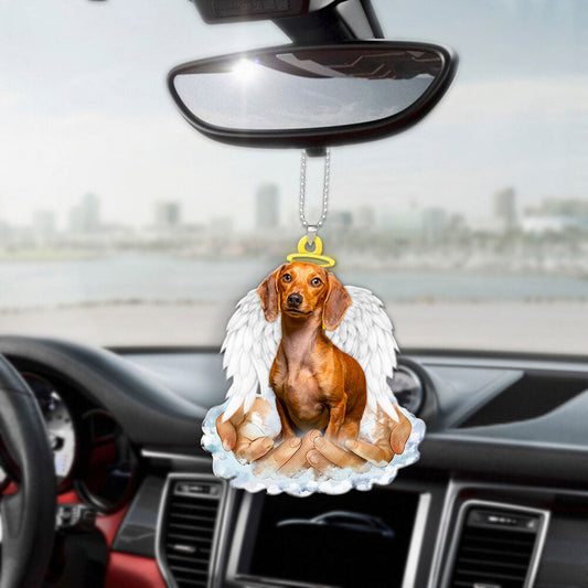 Dachshund 2 In The Hands Of God Car Hanging Ornament