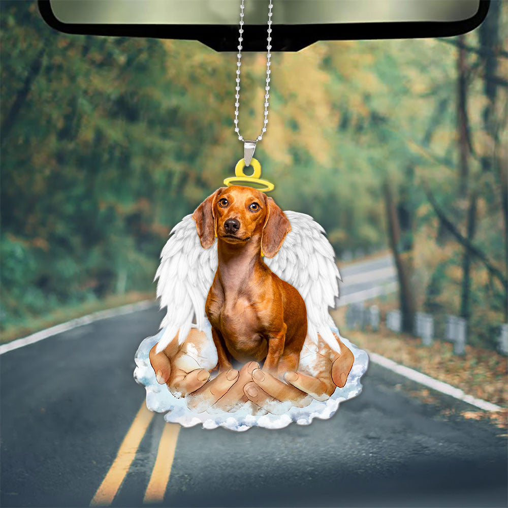 Dachshund 2 In The Hands Of God Car Hanging Ornament