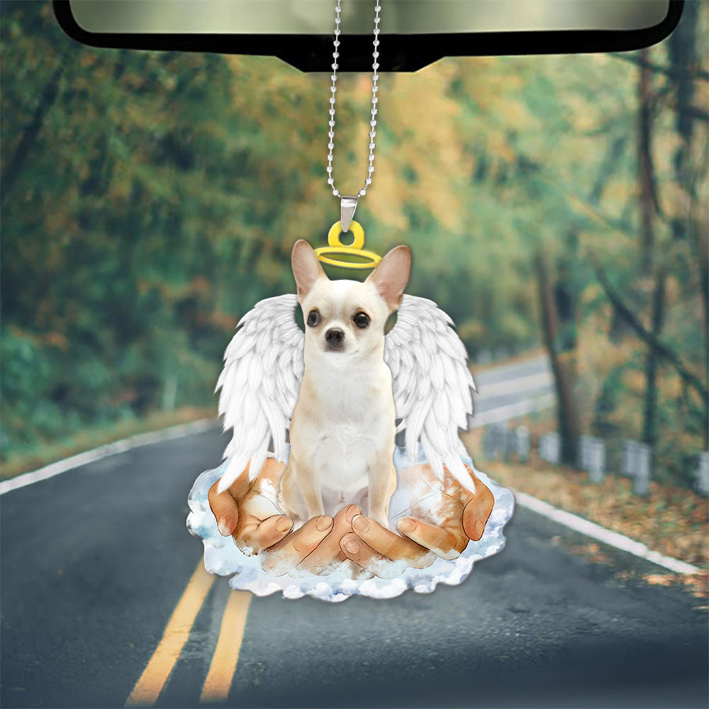 Chihuahua Cream In The Hands Of God Car Hanging Ornament