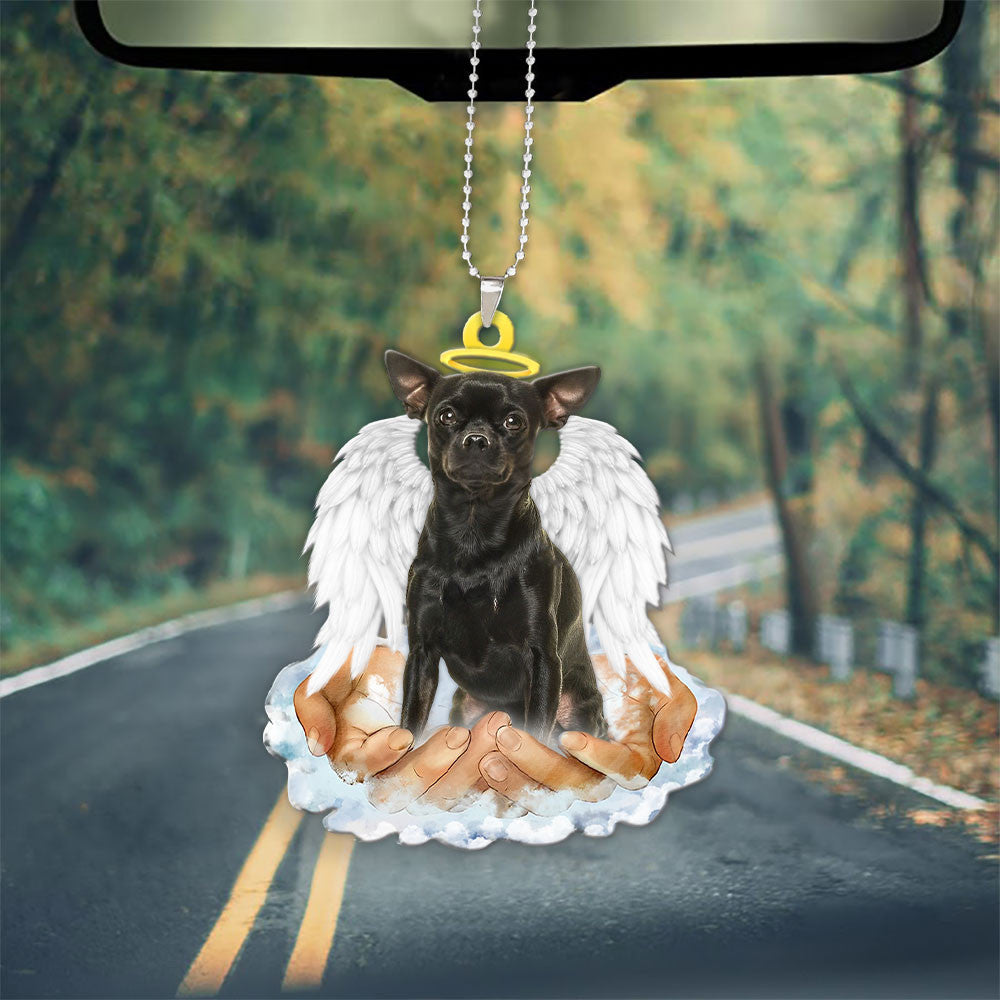 Chihuahua Black In The Hands Of God Car Hanging Ornament