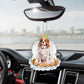 Cavalier King Charles Spaniel Blenheim In The Hands Of God Car Hanging Ornament