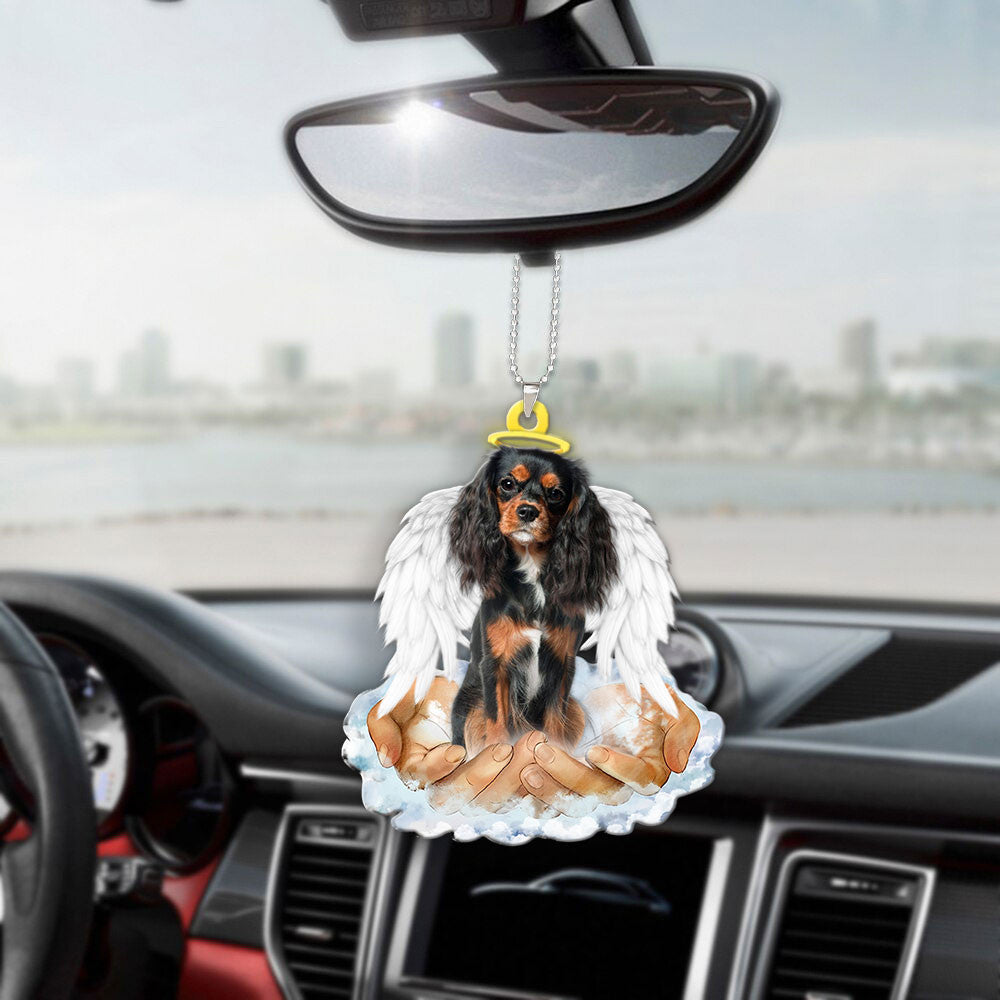 Cavalier King Charles Spaniel Black and Tan In The Hands Of God Car Hanging Ornament