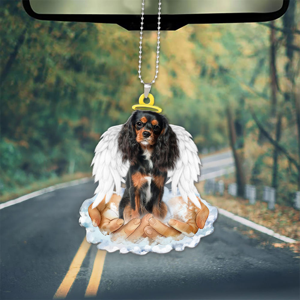 Cavalier King Charles Spaniel Black and Tan In The Hands Of God Car Hanging Ornament