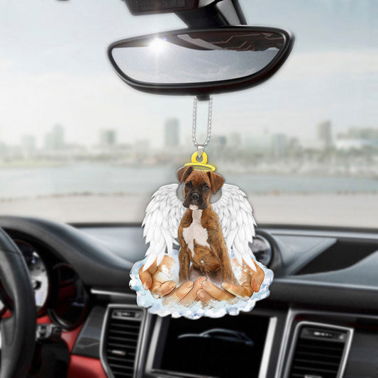 Boxer Brindle In The Hands Of God Car Hanging Ornament