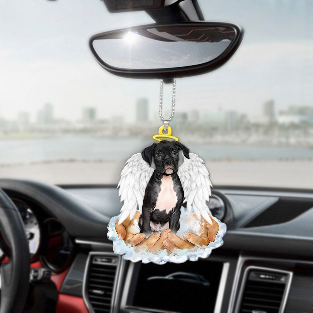 Boxer Black In The Hands Of God Car Hanging Ornament