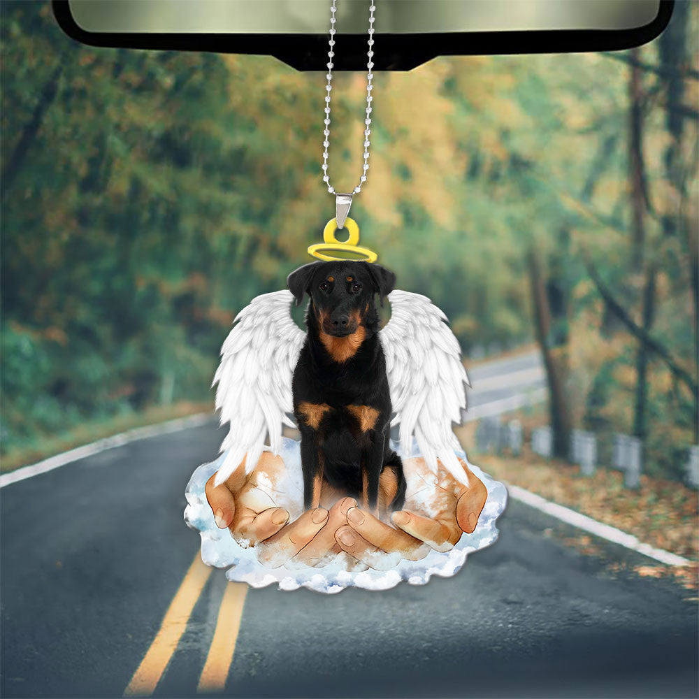 Beauceron In The Hands Of God Car Hanging Ornament