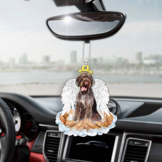 Wirehaired Pointing Griffon In The Hands Of God Car Hanging Ornament