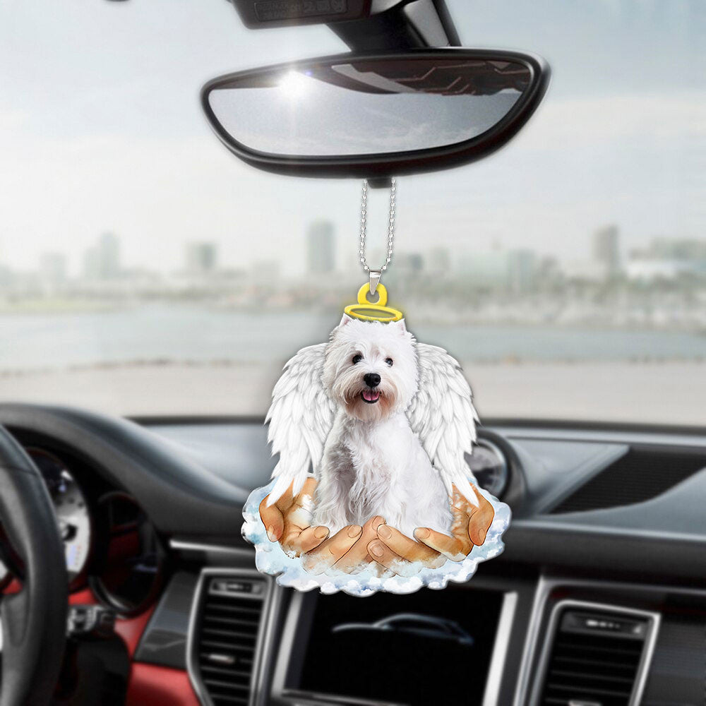 West Highland White Terrier In The Hands Of God Car Hanging Ornament