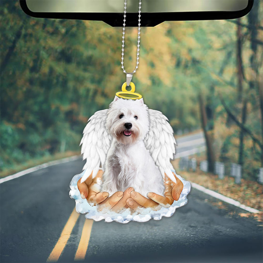 West Highland White Terrier In The Hands Of God Car Hanging Ornament