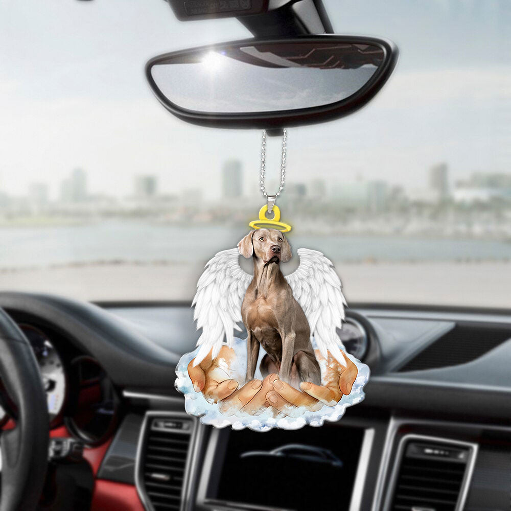 Weimaraner In The Hands Of God Car Hanging Ornament