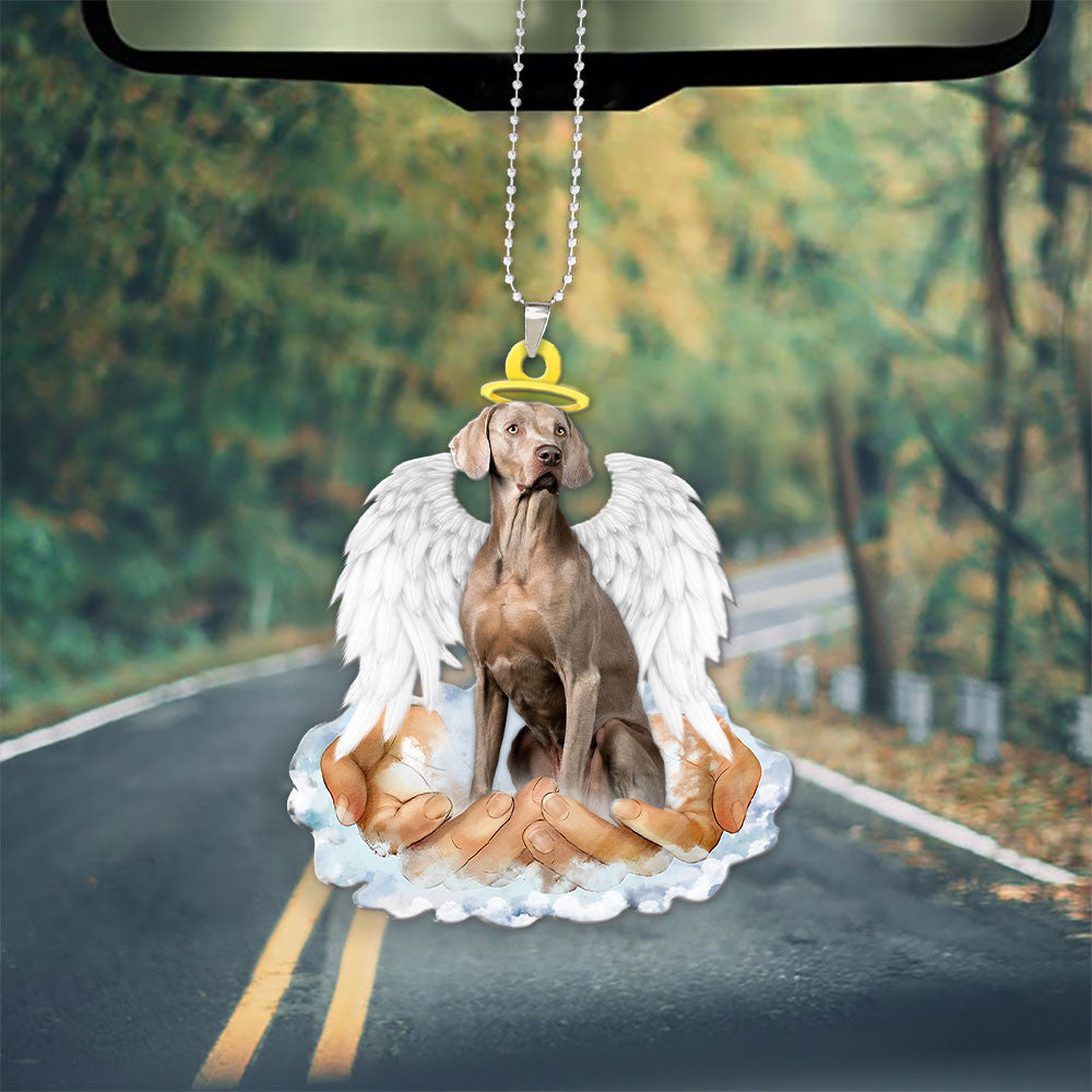 Weimaraner In The Hands Of God Car Hanging Ornament