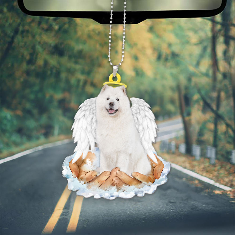 Samoyed In The Hands Of God Car Hanging Ornament