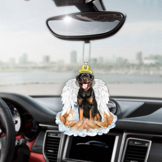 Rottweiler In The Hands Of God Car Hanging Ornament