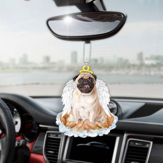 Pug In The Hands Of God Car Hanging Ornament