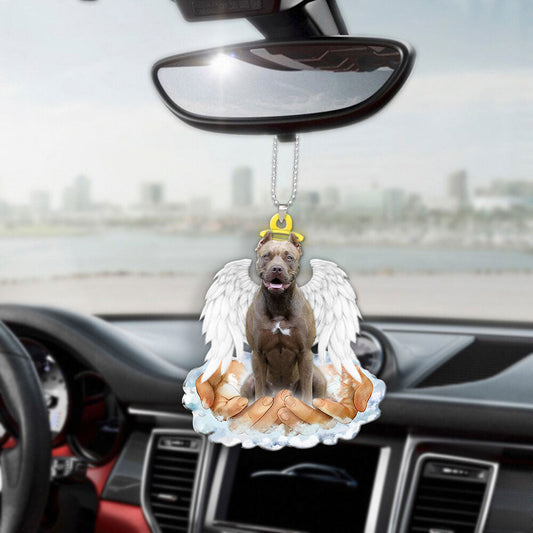 Pitbull In The Hands Of God Car Hanging Ornament