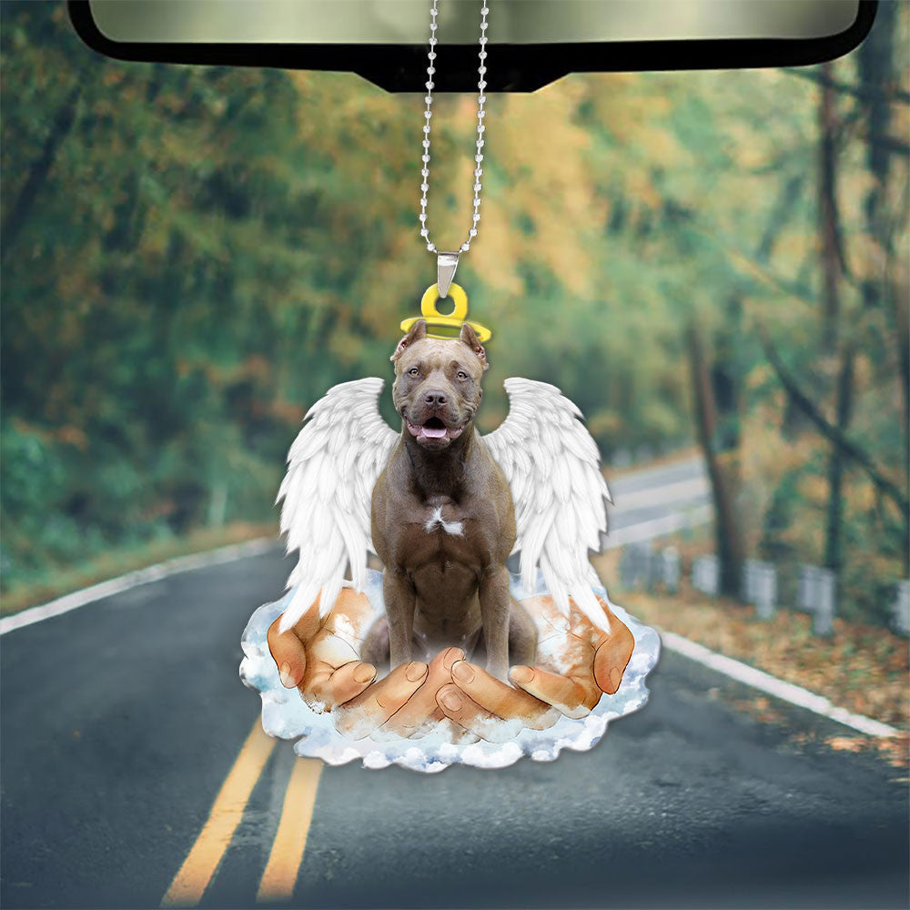 Pitbull In The Hands Of God Car Hanging Ornament