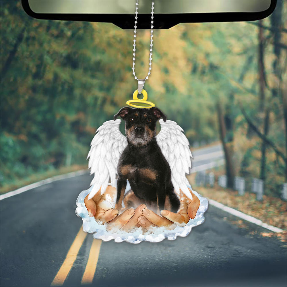 Patterdale Terrier In The Hands Of God Car Hanging Ornament