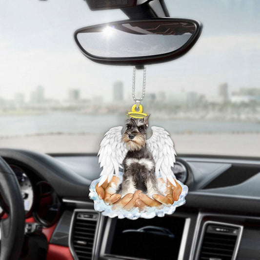 Miniature Schnauzer In The Hands Of God Car Hanging Ornament