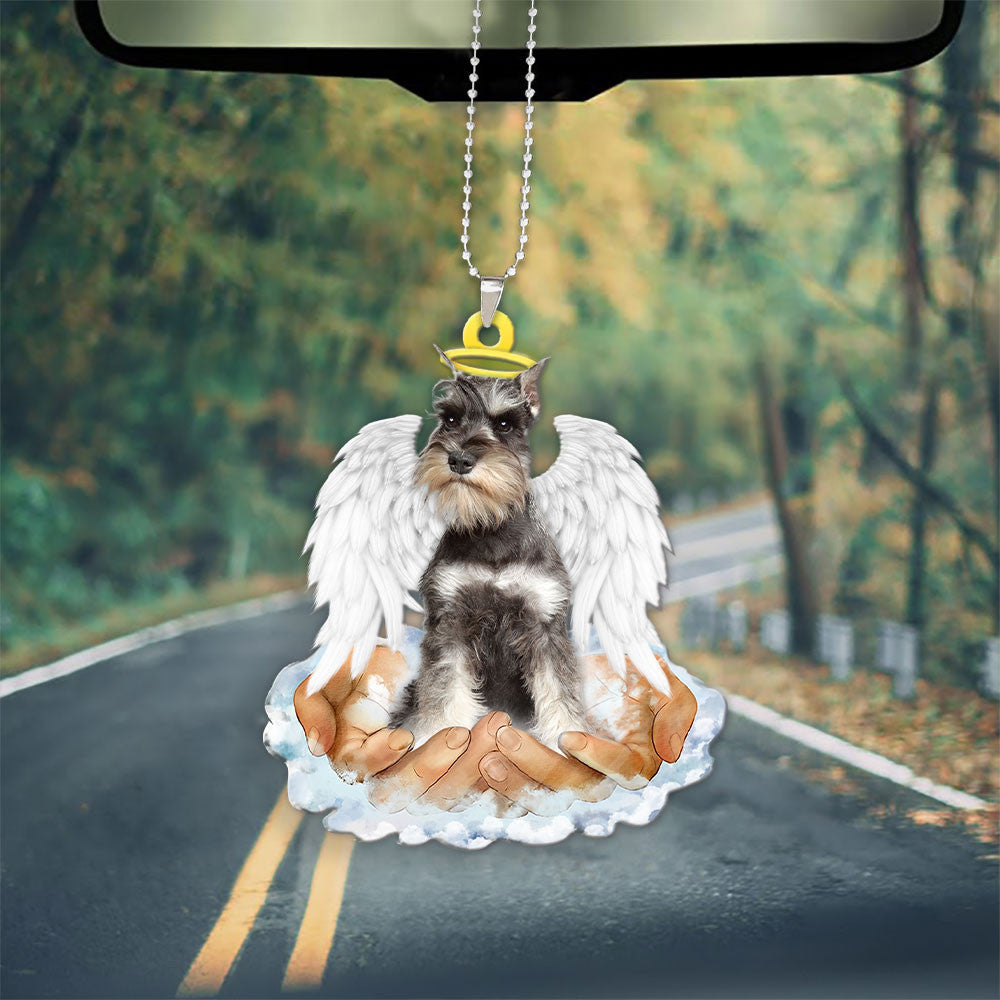 Miniature Schnauzer In The Hands Of God Car Hanging Ornament