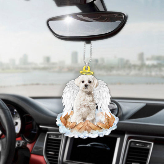 Maltese In The Hands Of God Car Hanging Ornament