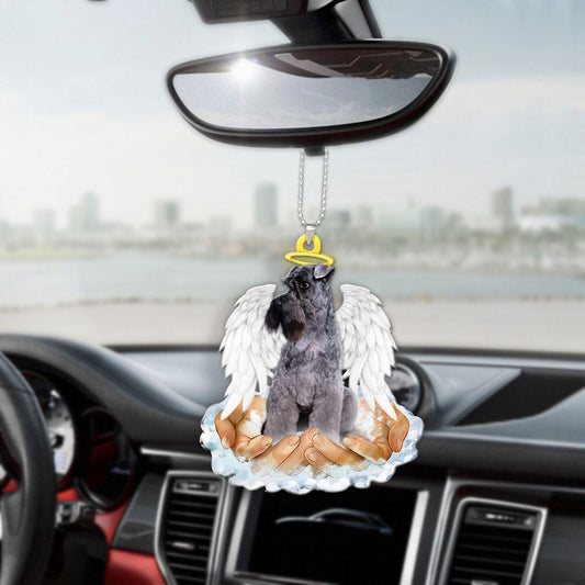 Kerry Blue Terriers In The Hands Of God Car Hanging Ornament