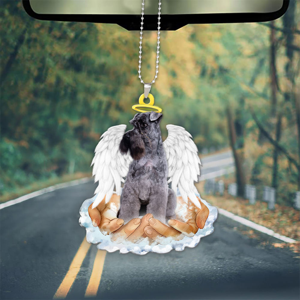 Kerry Blue Terriers In The Hands Of God Car Hanging Ornament