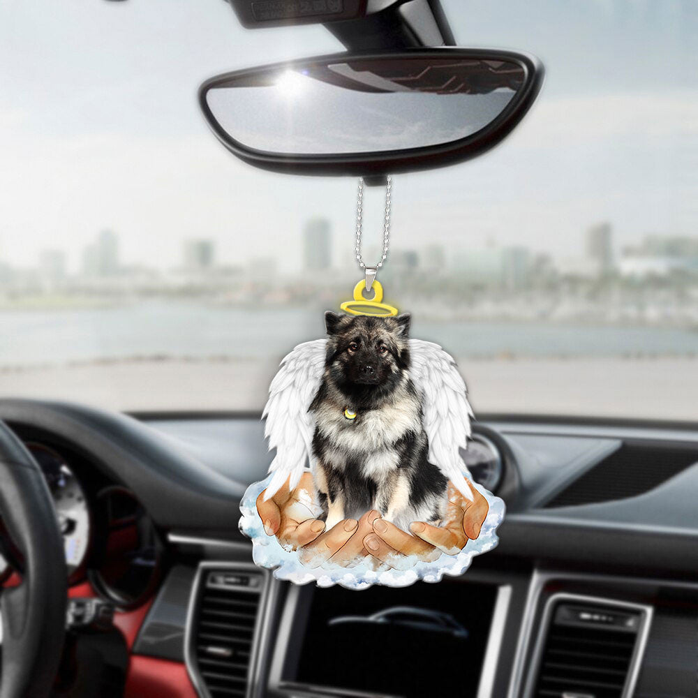 Keeshound In The Hands Of God Car Hanging Ornament