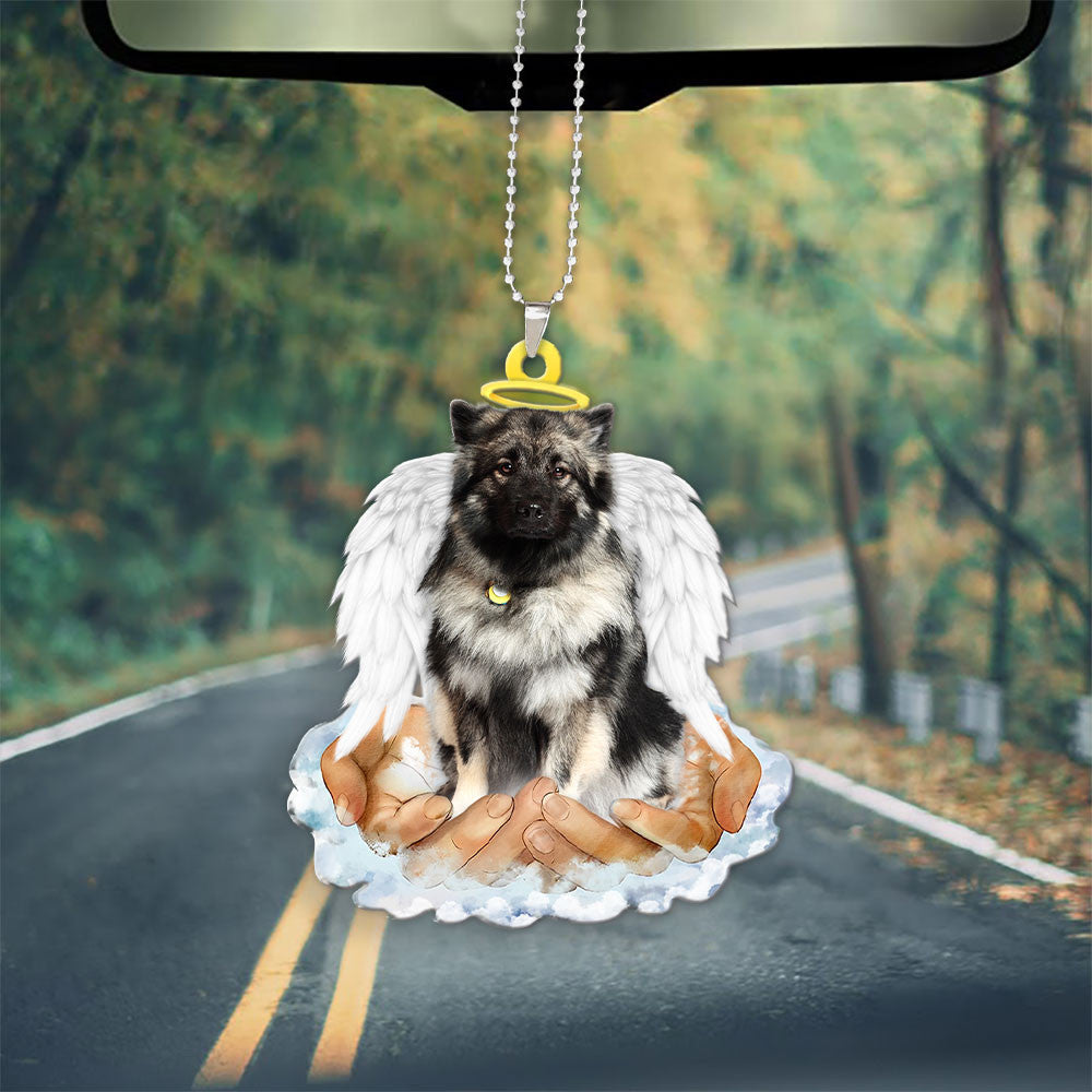 Keeshound In The Hands Of God Car Hanging Ornament