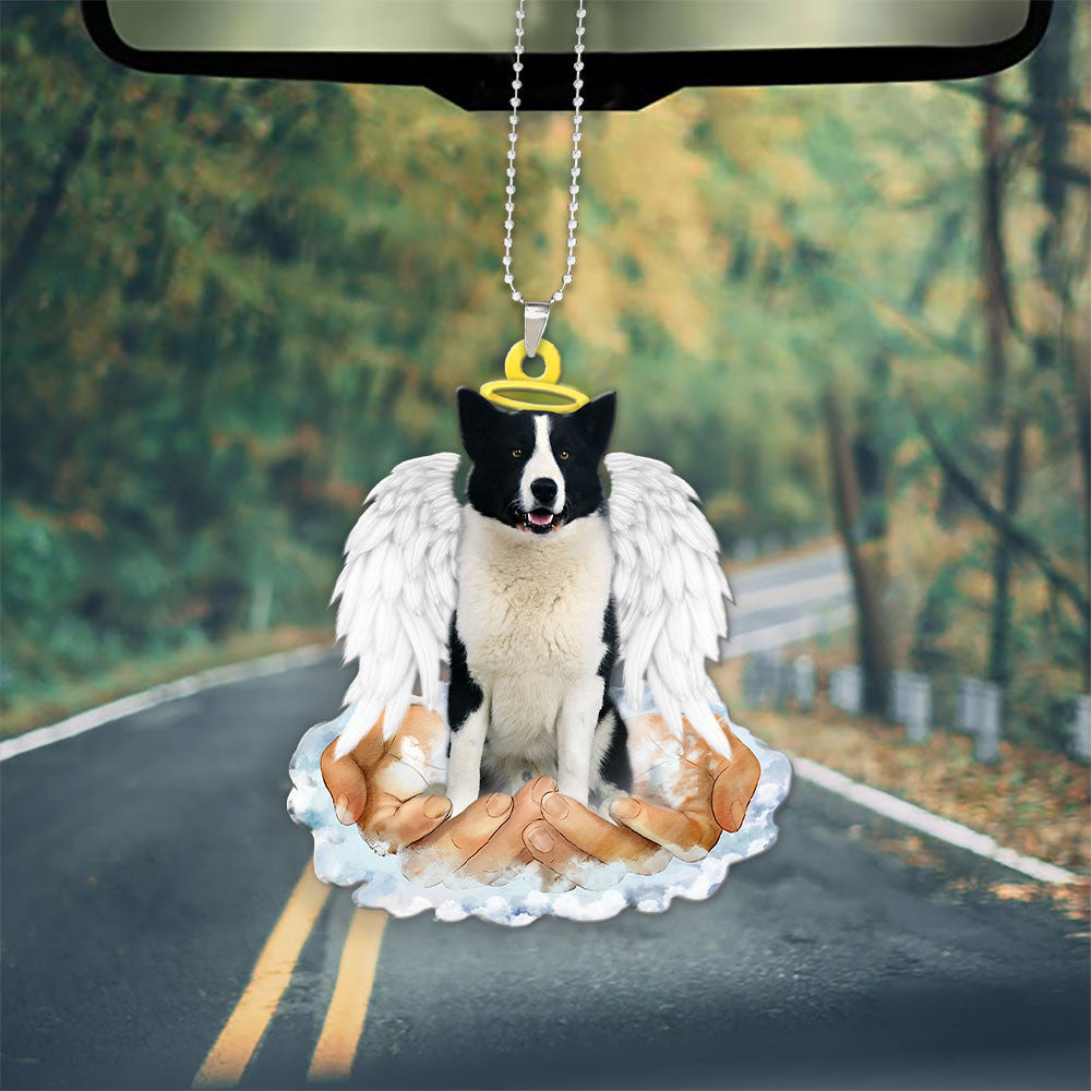 Karelian Bear Dog In The Hands Of God Car Hanging Ornament