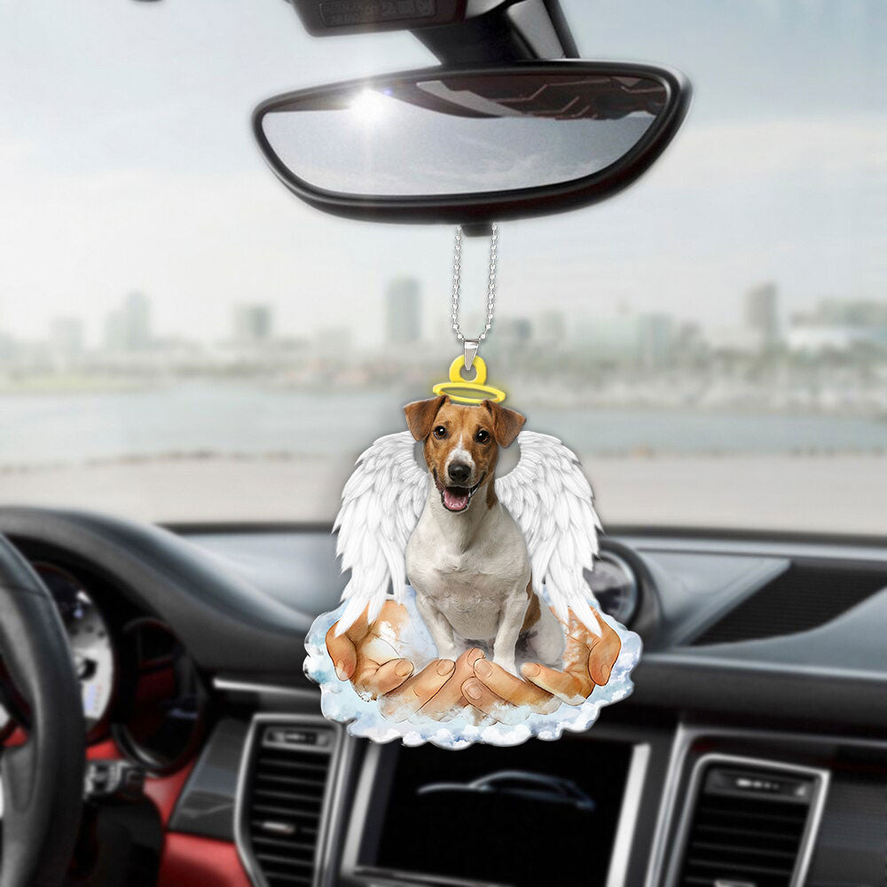 Jack Russell Terrier In The Hands Of God Car Hanging Ornament