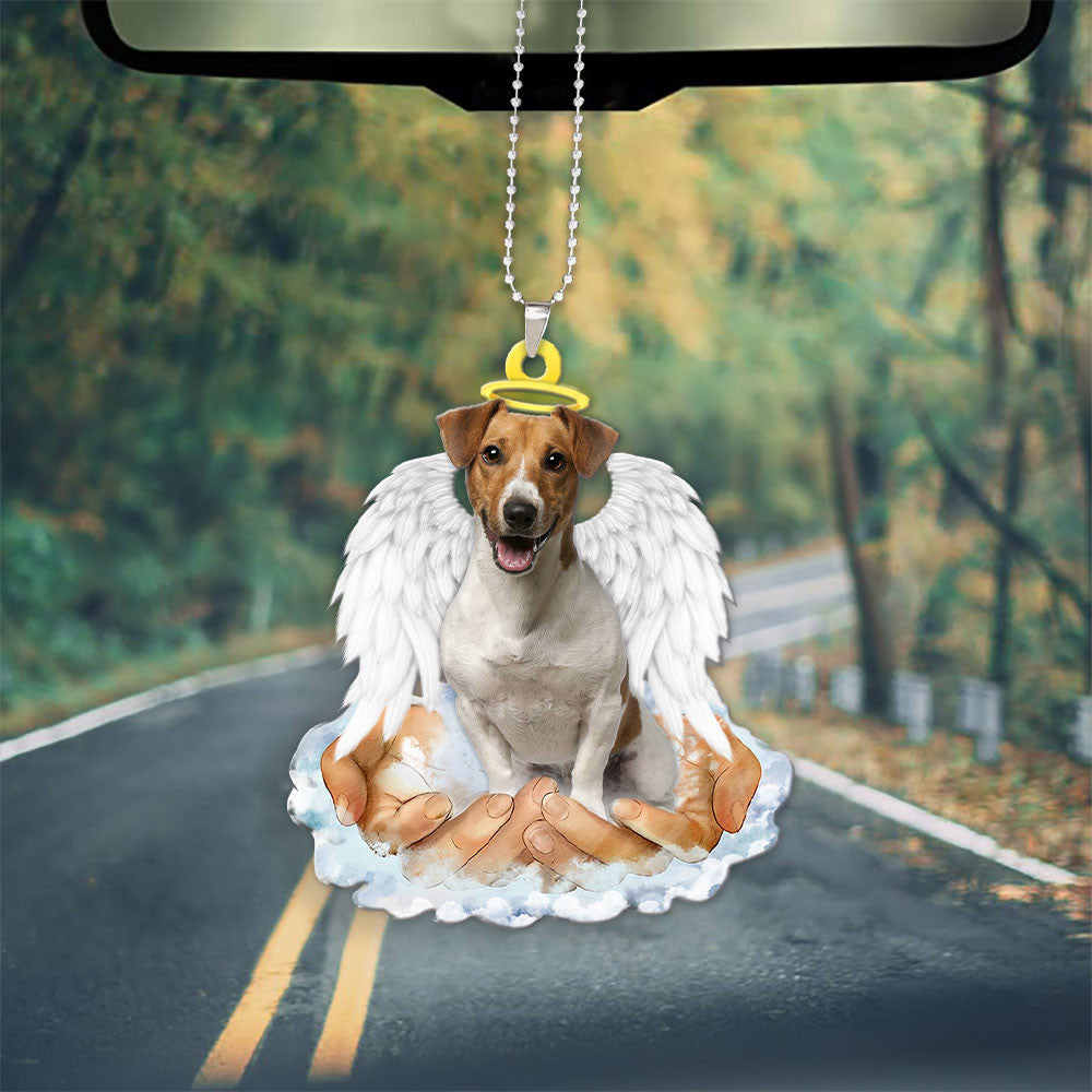 Jack Russell Terrier In The Hands Of God Car Hanging Ornament