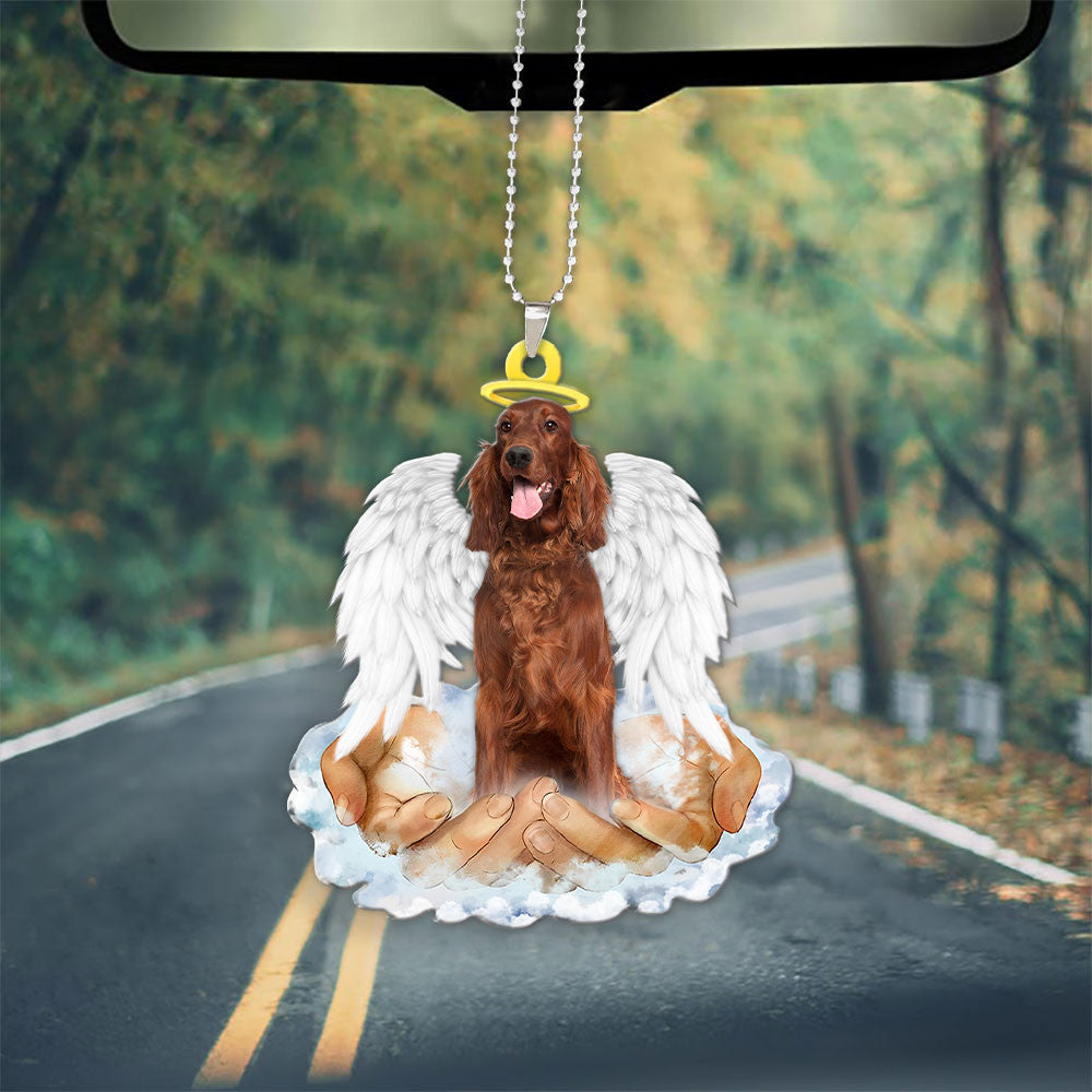 Irish Setter In The Hands Of God Car Hanging Ornament