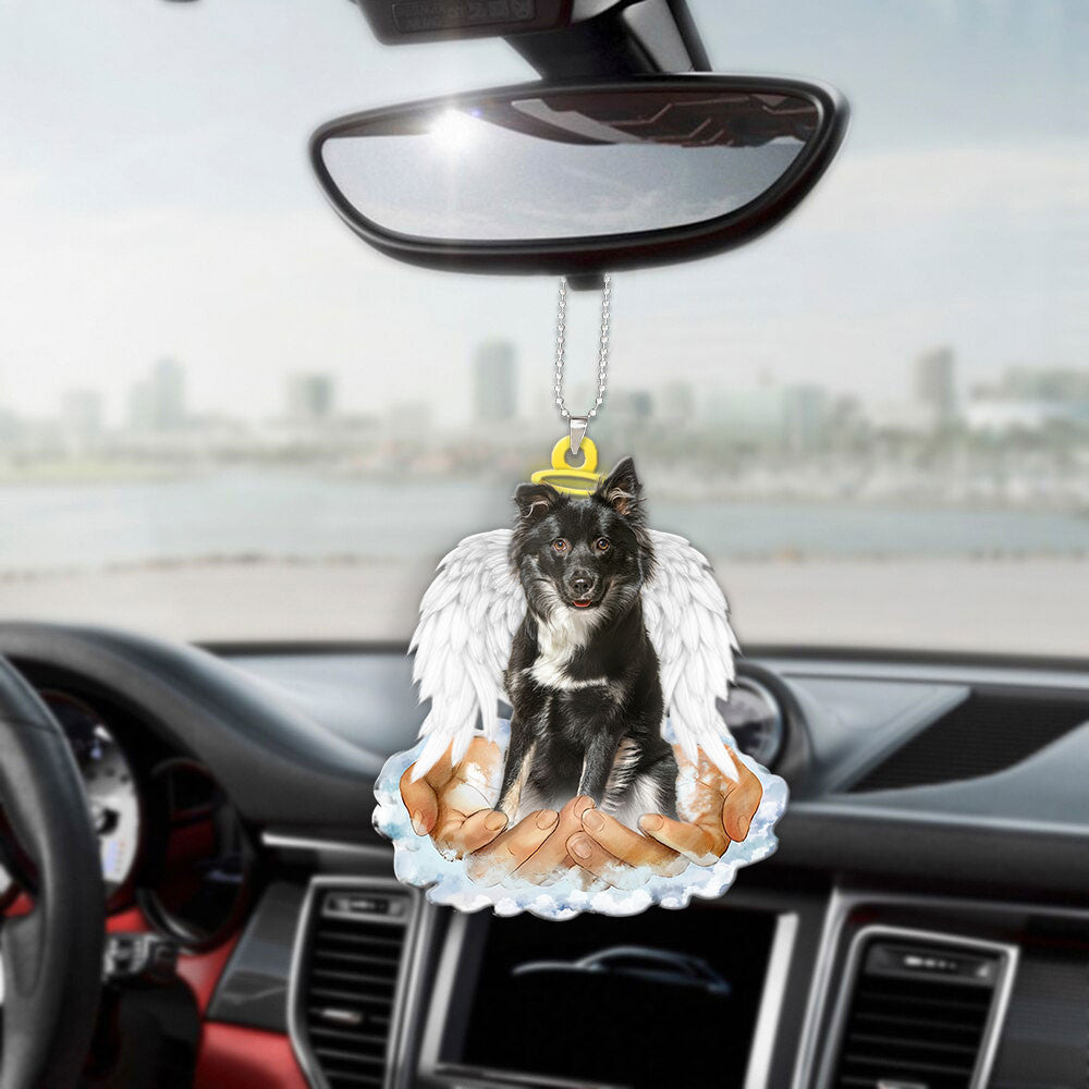 Icelandic Sheepdog In The Hands Of God Car Hanging Ornament