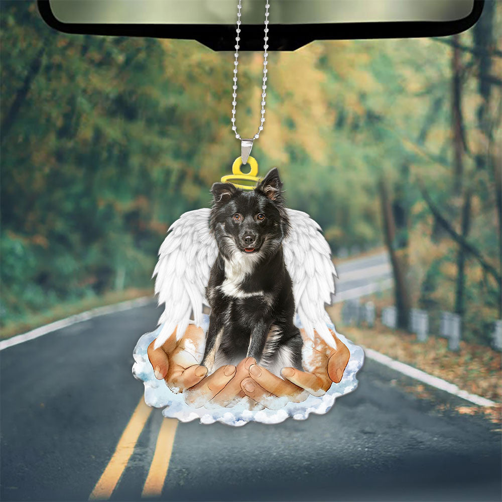 Icelandic Sheepdog In The Hands Of God Car Hanging Ornament