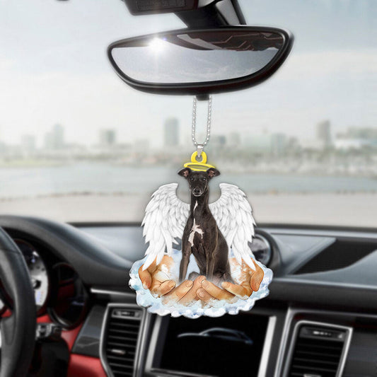 Greyhound In The Hands Of God Car Hanging Ornament