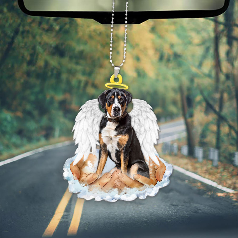 Greater Swiss Mountain Dog In The Hands Of God Car Hanging Ornament