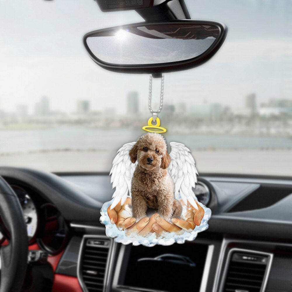 Goldendoodle In The Hands Of God Car Hanging Ornament