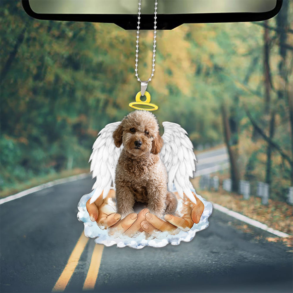 Goldendoodle In The Hands Of God Car Hanging Ornament