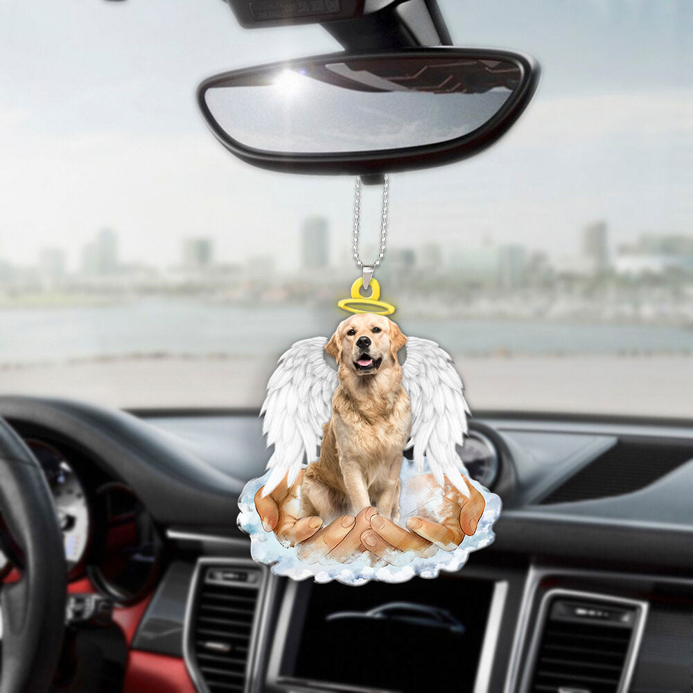 Golden Retriever In The Hands Of God Car Hanging Ornament