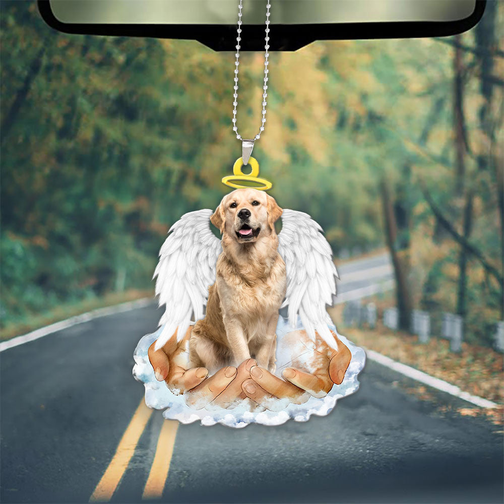 Golden Retriever In The Hands Of God Car Hanging Ornament