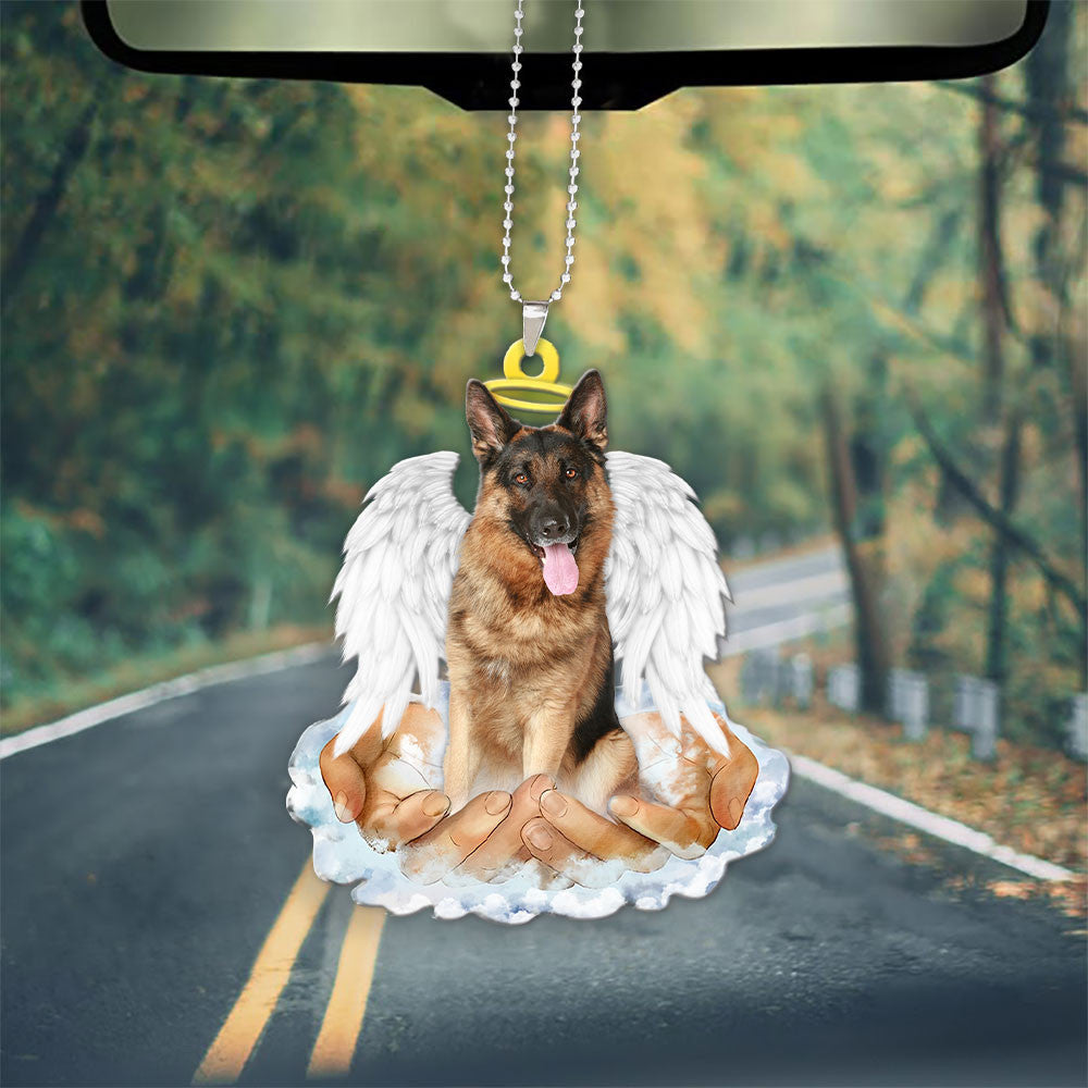 German Shepherd Dog In The Hands Of God Car Hanging Ornament