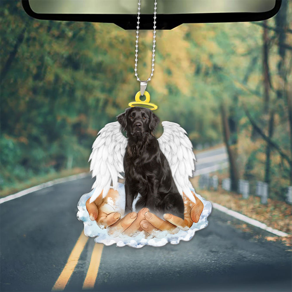 Flat Coated Retriever In The Hands Of God Car Hanging Ornament