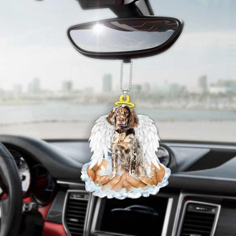 English Setter In The Hands Of God Car Hanging Ornament