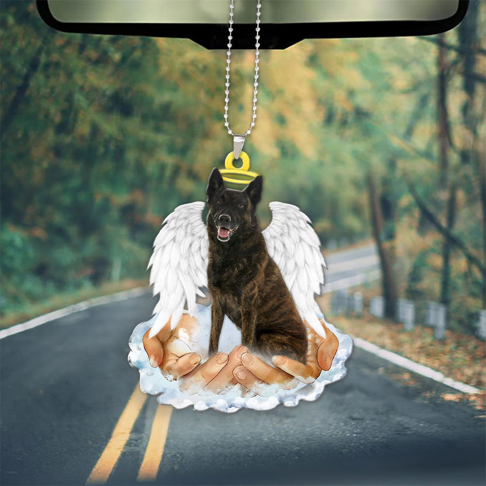 Dutch Shepherd In The Hands Of God Car Hanging Ornament