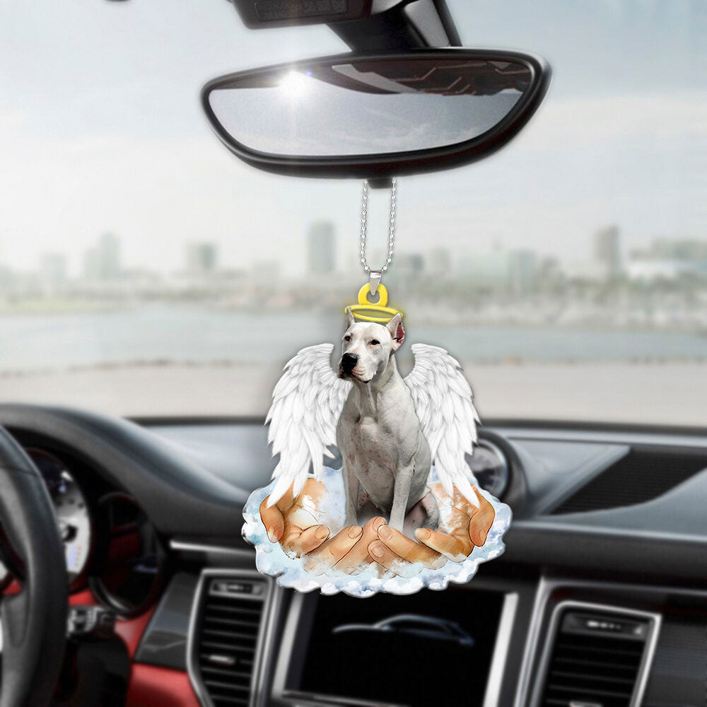 Dogo Argentino In The Hands Of God Car Hanging Ornament