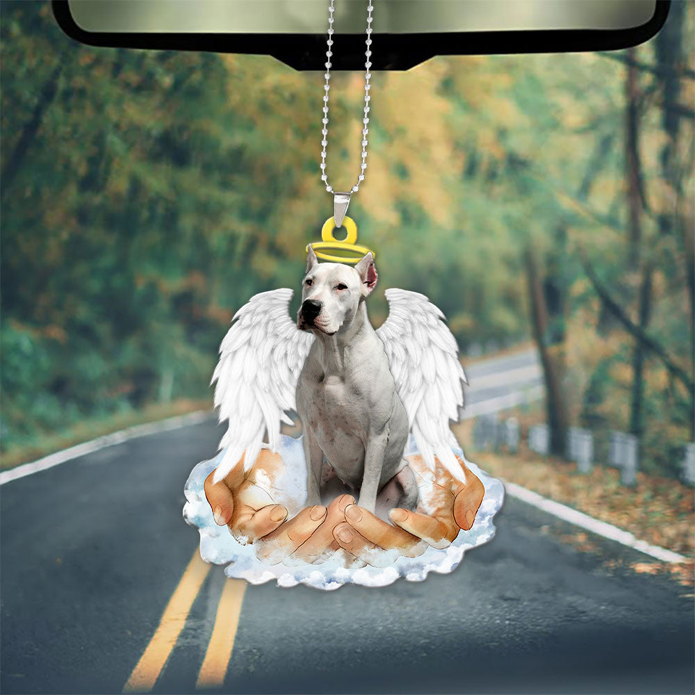 Dogo Argentino In The Hands Of God Car Hanging Ornament